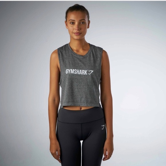 Gymshark Crop Mesh Back Tank - Charcoal Marl - Medium - Picture 2 of 9